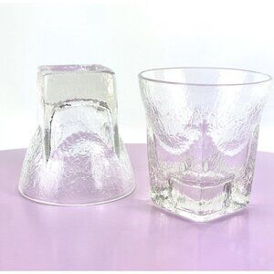 Vintage tumblers, pair of St. Regis ice cube pattern Libbey cocktail glasses